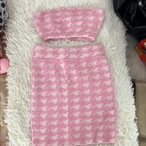 Meshki Pink and White Fuzzy Set